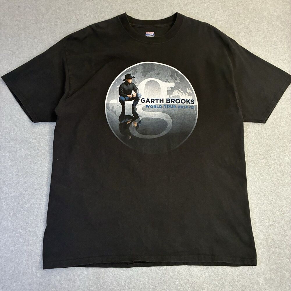 Men’s Garth Brooks World Tour 2014 2015 T Shirt Black 2XL Band Tee
